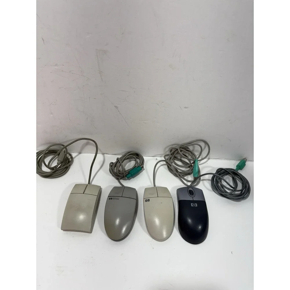 (Lot of 4) Vintage HP USB CORDED BASIC DESKTOP MOUSE M042kc Msf14-2 Ms34